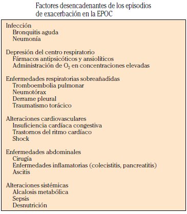 Factores desencadenantes episodios exacerbación